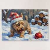 Puzzle Spirited Cairn Terrier Dog Digging for Christmas T (Horizontal)