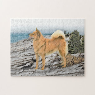 Puzzle Spitz finlandais à Seashore Peinture - Chien Art