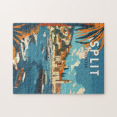 Puzzle Split Croatie Travel Art Vintage (Horizontal)