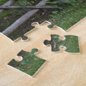 Puzzle Split Rail Fence - green grass landscaped yard (Côté)