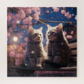 Puzzle Spring Sweet Cherry Blossoms Kittens (Vertical)