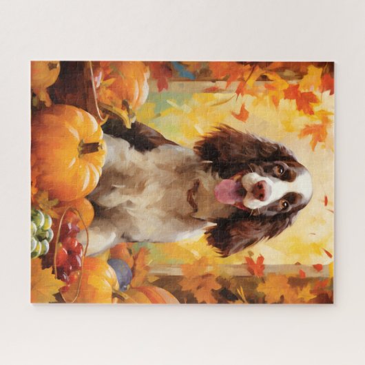Puzzle Springer Spaniel Automne Thanksgiving (Horizontal)