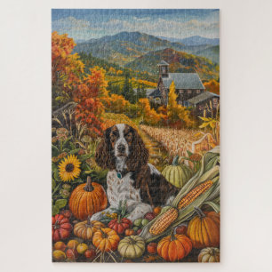 Puzzle Springer Spaniel Chien Automne Harvest Thankgiving
