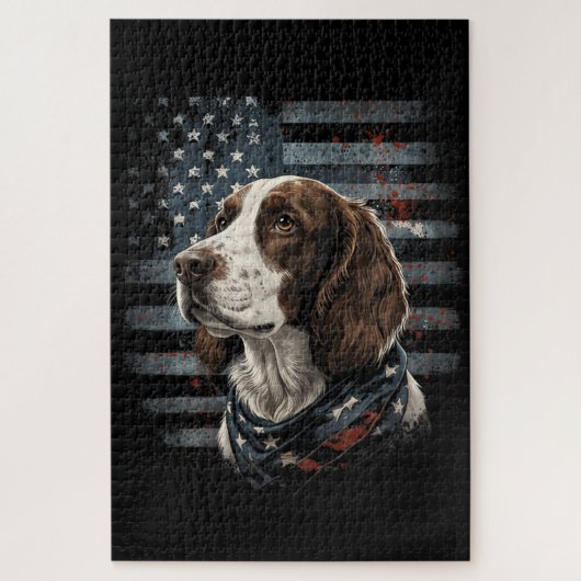 Puzzle Springer Spaniel Chien Drapeau Américain (Vertical)