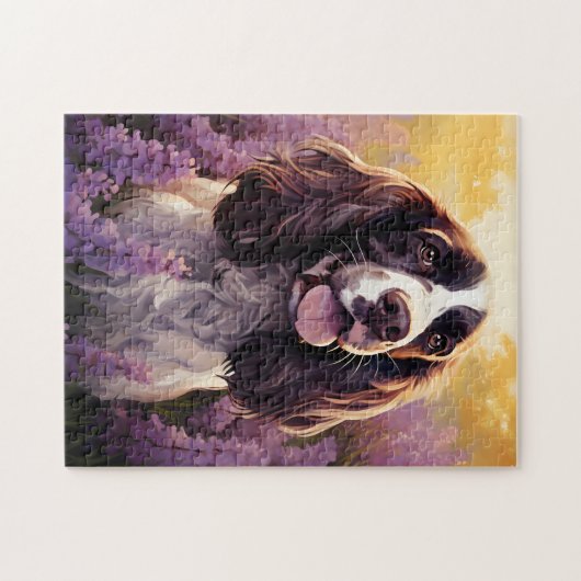 Puzzle Springer Spaniel dans le champ Lavender (Horizontal)