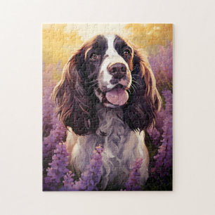 Puzzle Springer Spaniel dans le champ Lavender