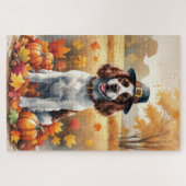Puzzle Springer Spaniel dans les feuilles d'automne, Art  (Horizontal)