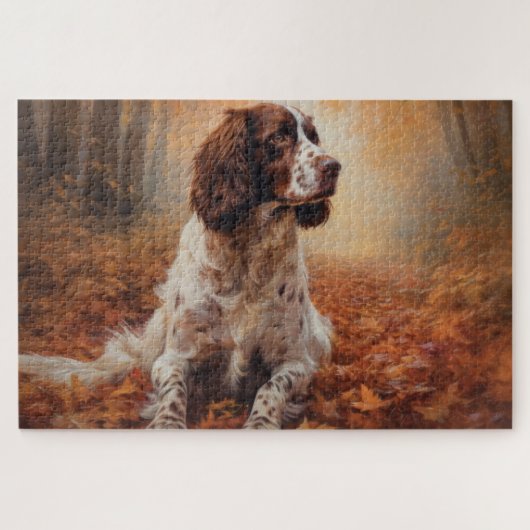 Puzzle Springer Spaniel en automne, les feuilles tombées (Horizontal)