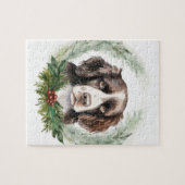 Puzzle Springer spaniel Noël Wreath Festive Pup (Horizontal)