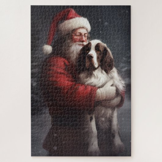 Puzzle Springer Spaniel Père Noël Noël Festif (Vertical)