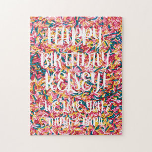 Puzzle Sprinkings de texte personnalisé  Joyeux annivers