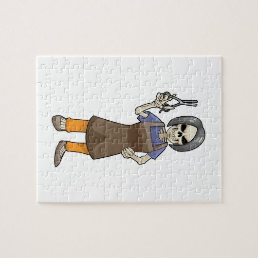 Puzzle Squelette comme coiffeur avec ciseaux (Horizontal)