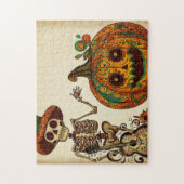 Puzzle Squelette vintage/Jour Citrouille des morts (Vertical)