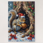Puzzle Squirrel Frantically Stashing Christmas Chestnuts  (Vertical)