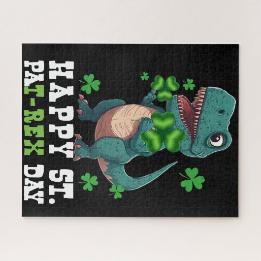 Puzzle St Pat T-Rex Saint Patrick's Day Dinosaur (Horizontal)