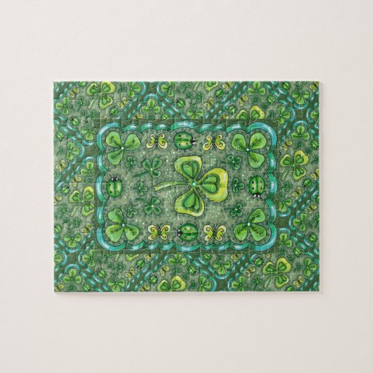 PUZZLE ST. PATRICK'S DAY FOLK ART SHAMROCKS N'LADYBUGS (Horizontal)