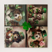 Puzzle St Patrick's Day mignonne Chiots irlandais dans Gr (Horizontal)