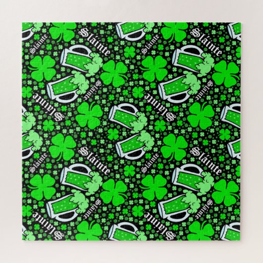Puzzle St. Patrick's Day Slainte Green Boissons Clovers (Horizontal)