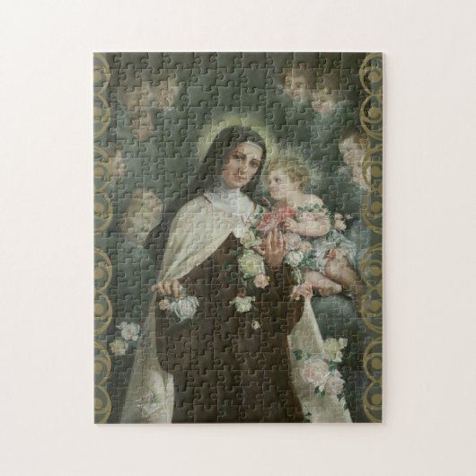 Puzzle St Therese peu d'anges d'anges de roses de fleur (Vertical)