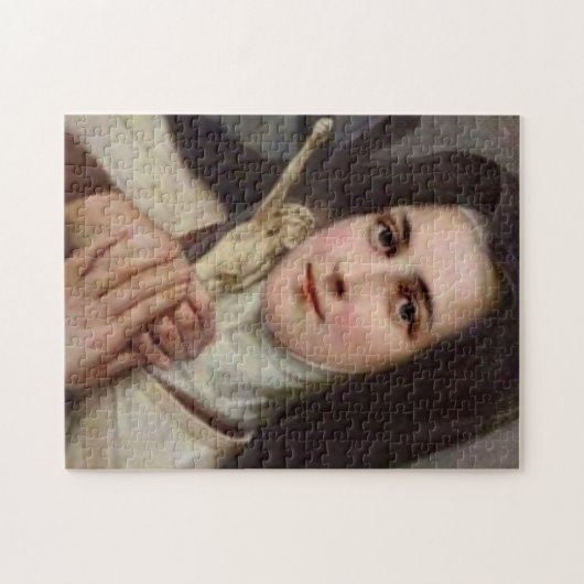 Puzzle St Therese peu de fleur avec le crucifix (Horizontal)