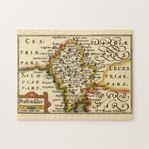 Puzzle Staffordshire Comté Angleterre Ancienne carte Anti