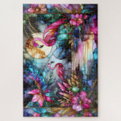 Puzzle Stained Glass Flamingo Moon Garden (Vertical)
