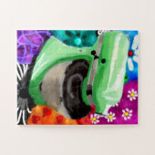 Puzzle Stand Mixer Funky Art Abstrait Vert rose (Horizontal)
