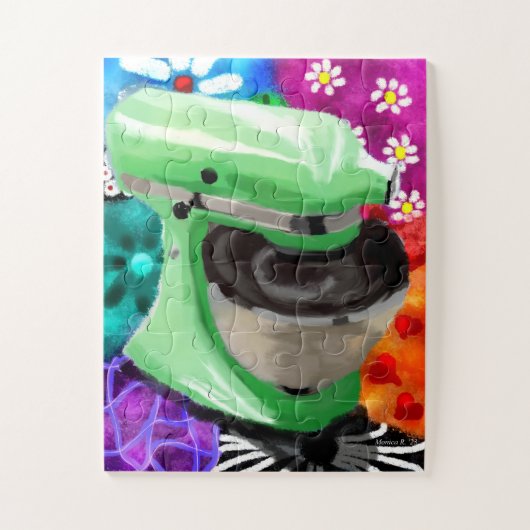 Puzzle Stand Mixer Funky Art Abstrait Vert rose (Vertical)