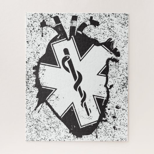 Puzzle star of life anatomical heart (Vertical)