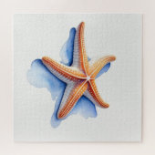 Puzzle Starfish and Blue Silhouette (Horizontal)