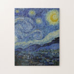 Puzzle Starry Night by Vincent Van Gogh / famous art<br><div class="desc">Jigsaw Puzzle: Dutch famous art "The Starry Night" & Vincent van Gogh is an oil on canvas painted in June 1889, it describes the view from the east-facing window of his asylum room at Saint-Rémy-de-Provence, just before sunrise. Van Gogh is post-impressionist painter and the Starry Night is among his finest...</div>