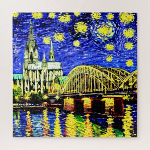 Puzzle Starry Night Cologne Allemagne Cathédrale
