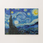 Puzzle Starry Night Van Gogh Art Imprimer<br><div class="desc">Ce tableau emblématique de 1889 de Vincent van Gogh montre une scène tirée de la vue de sa chambre dans l'asile où il séjournait. Il utilise de riches pigments bleus et un pigment jaune indien assez rare. Étonnamment, il semble qu'il n'en ait pas particulièrement aimé. Après avoir assemblé le puzzle,...</div>