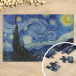 Puzzle Starry Night | Vincent Van Gogh<br><div class="desc">Starry Night (1889) by Dutch artist Vincent Van Gogh. Original artwork is an oil on canvas depicting an energetic post-impressionist night sky in moody shades of blue and yellow. 

Use the design tools to add custom text or personalize the image.</div>
