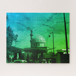 Puzzle Station-service vintage Iraq Bagdad près d'une mos