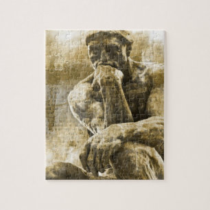 Puzzle Statue en bronze affligée Auguste Rodin le penseu