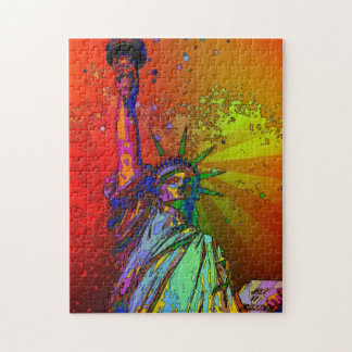 Puzzle Statue en couleur arc-en-ciel psychédélique NYC de