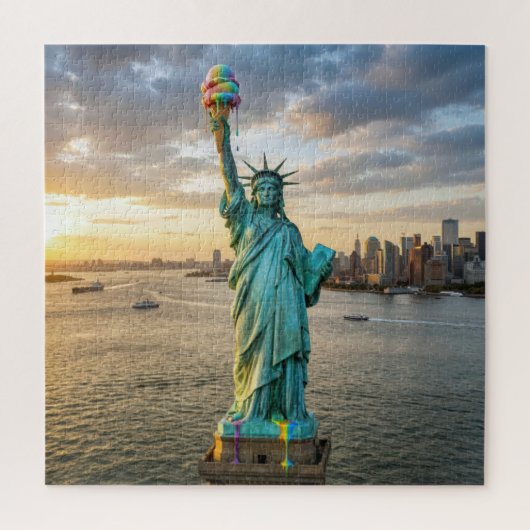Puzzle Statue of Liberty With Rainbow Ice Cream Cone (Vertical)