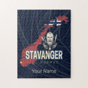 Puzzle Stavanger Norvège Retro City Carte Vacances Vintag