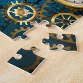 Puzzle Steampunk Arrière - plan turquoise avec Gears (Côté)