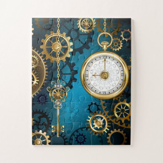Puzzle Steampunk Arrière - plan turquoise avec Gears (Vertical)