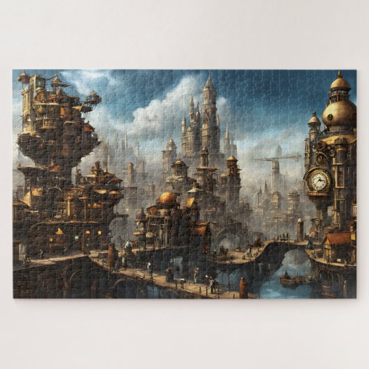 Puzzle Steampunk City with Clock (Horizontal)