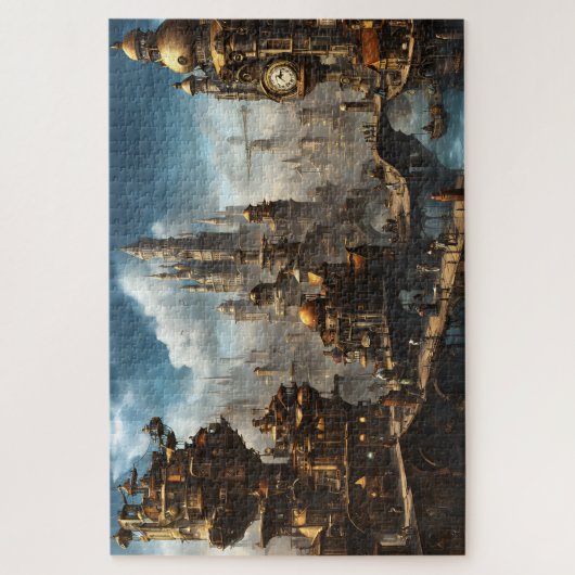 Puzzle Steampunk City with Clock (Vertical)