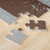 Puzzle Steampunk Clock and Turquoise Roses on Striped (Côté)