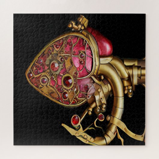Puzzle Steampunk Coeur Anatomique rubis et engrenages (Horizontal)