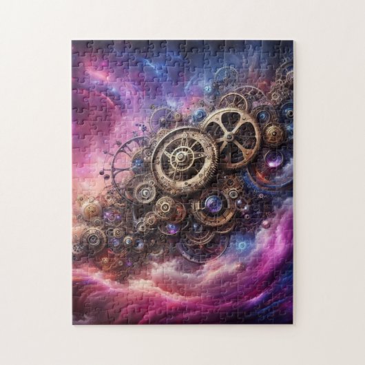 Puzzle Steampunk Industrial Clocwork Purple and Pink (Vertical)