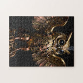 Puzzle Steampunk Mechanical Owl with Spread Wings Art (Horizontal)