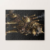 Puzzle Steampunk Mechanical Sitting Wolf Art (Horizontal)