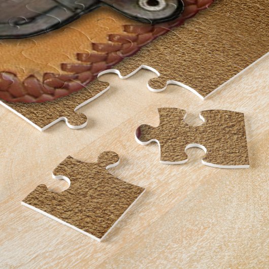 Puzzle Steampunk sur panneau en cuir (Côté)