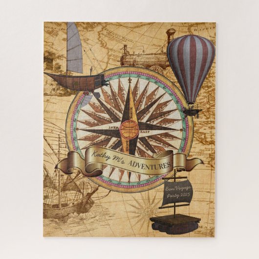 Puzzle Steampunk Travel Antique Carte Compass Adventure (Vertical)